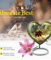 Heart-shaped Bear Urn in Purple Meadow theme, aluminium memorial urn for burial