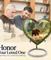 Heart-shaped Bear Urn in Purple Meadow theme, aluminium memorial urn for burial