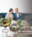 Heart-shaped Bear Urn in Purple Meadow theme, aluminium memorial urn for burial