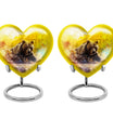 Heart-shaped Bear Urn for dad, 10-inch purple meadow-themed aluminium cremation and burial urn