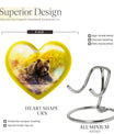 Heart-shaped Bear Urn for dad, 10-inch purple meadow-themed aluminium cremation and burial urn