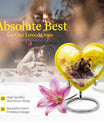 Heart-shaped Bear Urn for dad, 10-inch purple meadow-themed aluminium cremation and burial urn