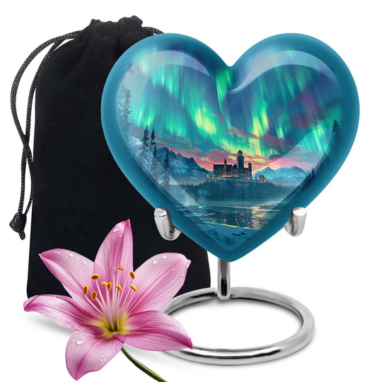 northern lights heart urn