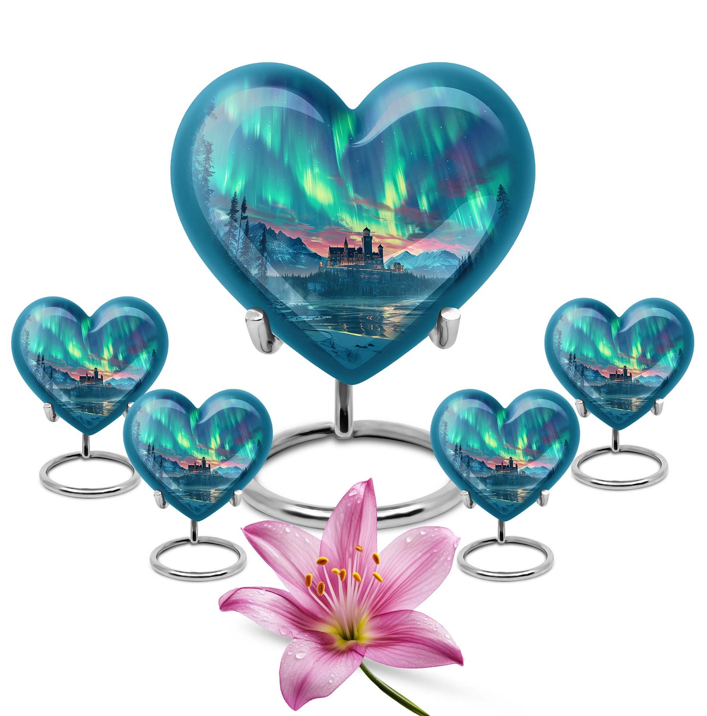 northern lights heart urn