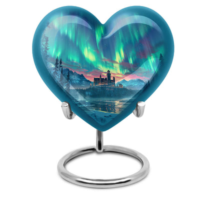 northern lights heart urn