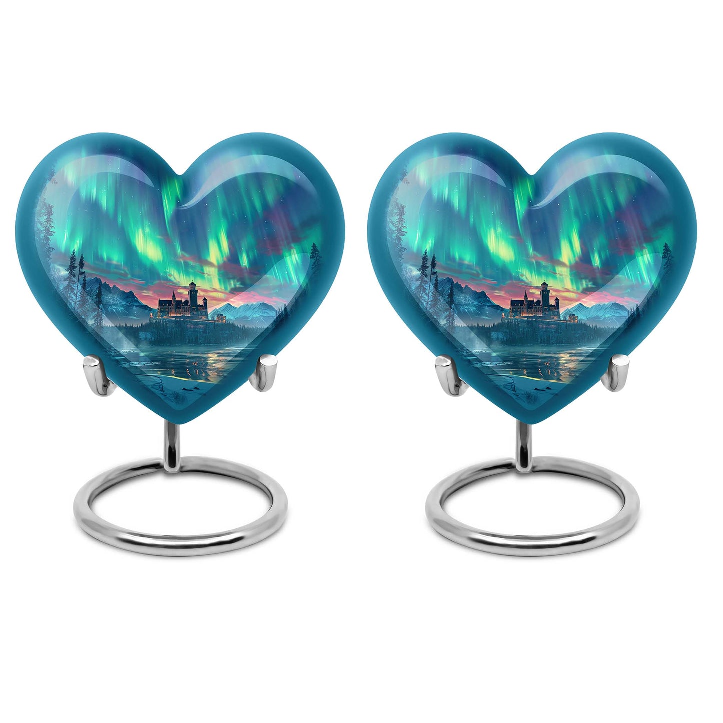 northern lights heart urn
