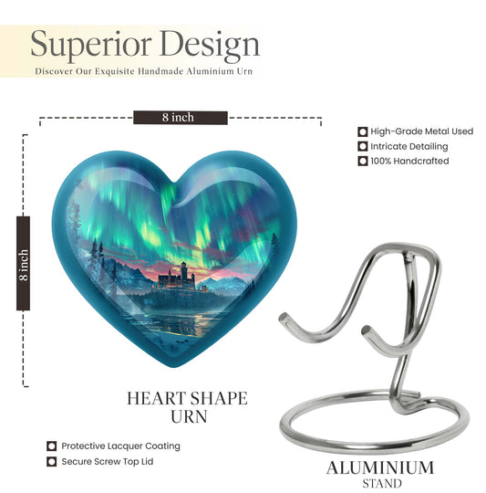 northern lights heart urn
