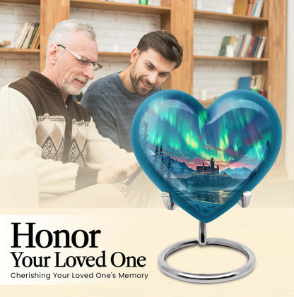 northern lights heart urn
