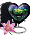 10-inch Northern Lights Urn, heart-shaped, Purple Meadow 