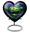 10-inch Northern Lights Urn, heart-shaped, Purple Meadow 