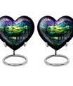 10-inch Northern Lights Urn, heart-shaped, Purple Meadow 