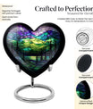 10-inch Northern Lights Urn, heart-shaped, Purple Meadow 