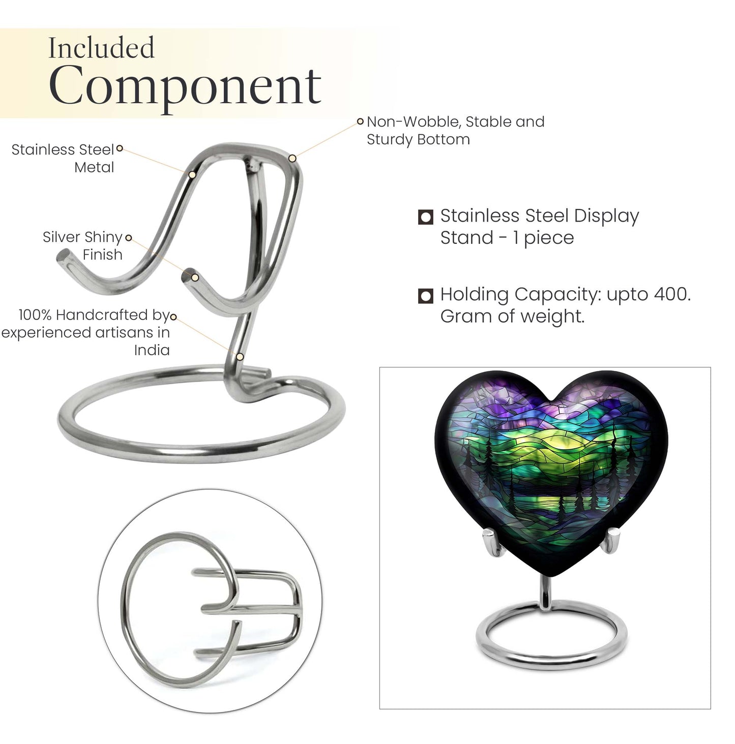 10-inch Northern Lights Urn, heart-shaped, Purple Meadow 