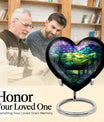 10-inch Northern Lights Urn, heart-shaped, Purple Meadow 