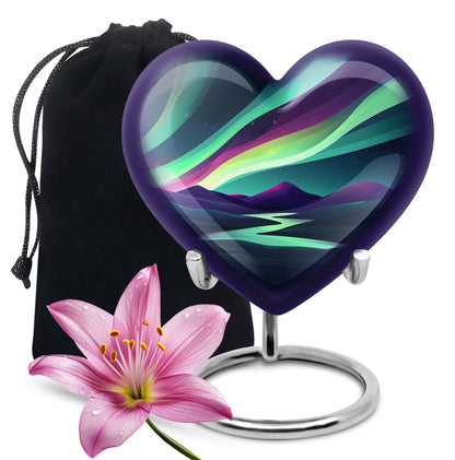 northern lights heart urn