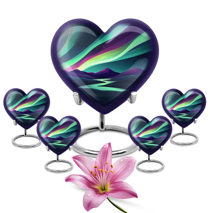 northern lights heart urn