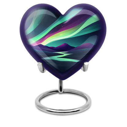 northern lights heart urn