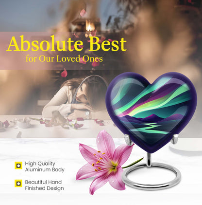 northern lights heart urn