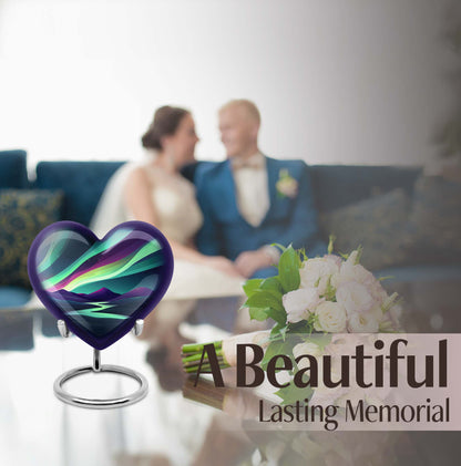 northern lights heart urn