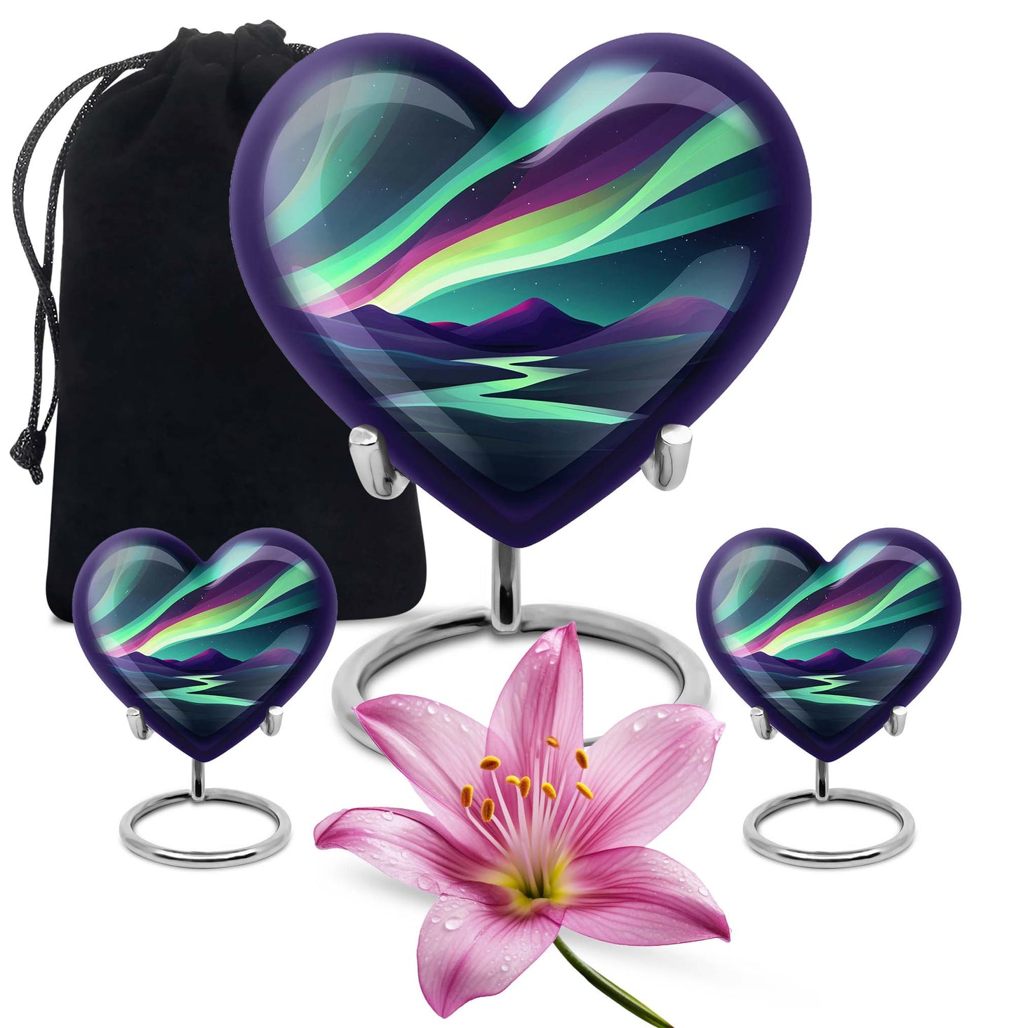 northern lights heart urn