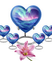 heart-shaped Northern Lights urn 