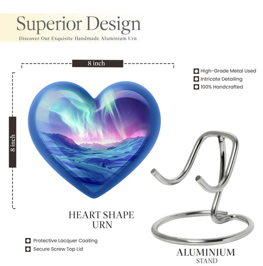 heart-shaped Northern Lights urn 