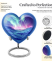 heart-shaped Northern Lights urn 
