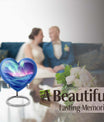 heart-shaped Northern Lights urn 