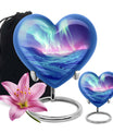 heart-shaped Northern Lights urn 