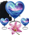 heart-shaped Northern Lights urn 