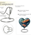 10-inch Northern Lights Heart Urn for custom burial, made of Aluminium