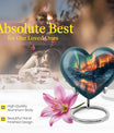 10-inch Northern Lights Heart Urn for custom burial, made of Aluminium