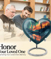 10-inch Northern Lights Heart Urn for custom burial, made of Aluminium