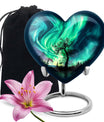 Heart-shaped Northern Lights urn