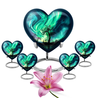 Heart-shaped Northern Lights urn