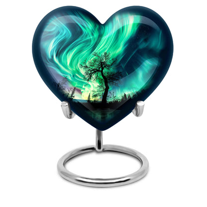 Heart-shaped Northern Lights urn