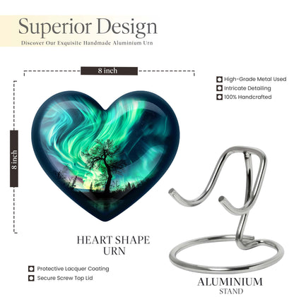 Heart-shaped Northern Lights urn