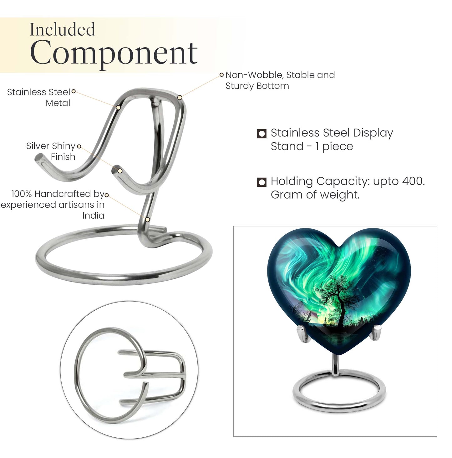 Heart-shaped Northern Lights urn