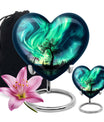 Heart-shaped Northern Lights urn