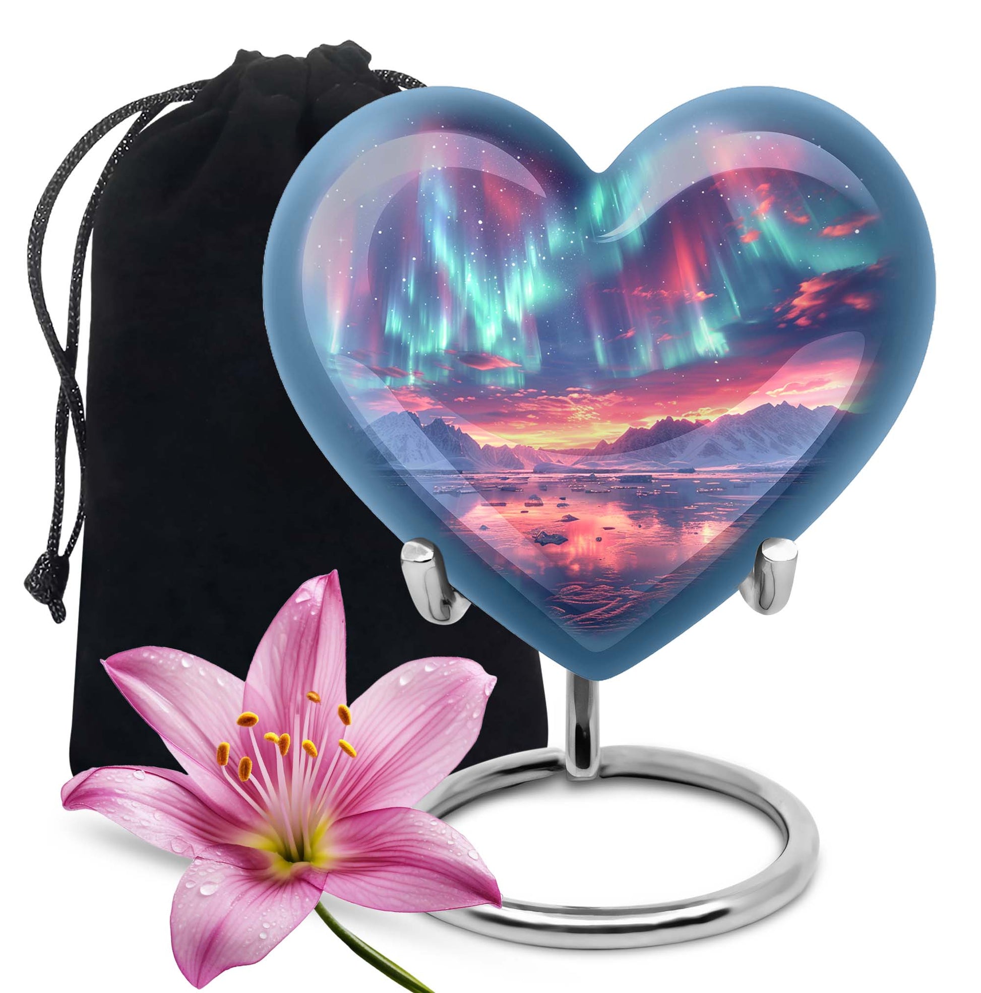 Heart-shaped Northern Lights Urn 