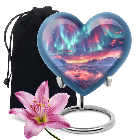 Heart-shaped Northern Lights Urn 