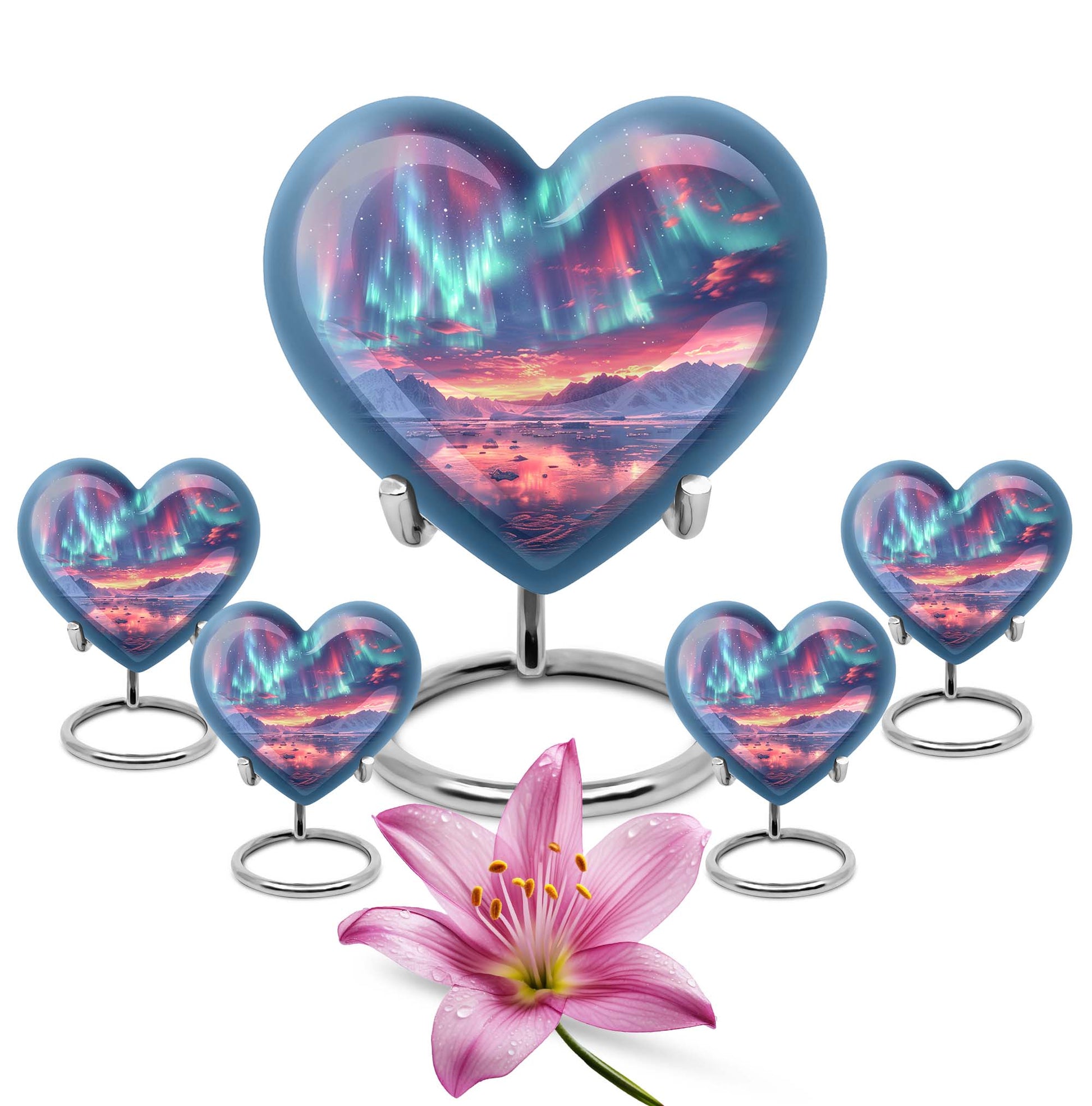 Heart-shaped Northern Lights Urn 