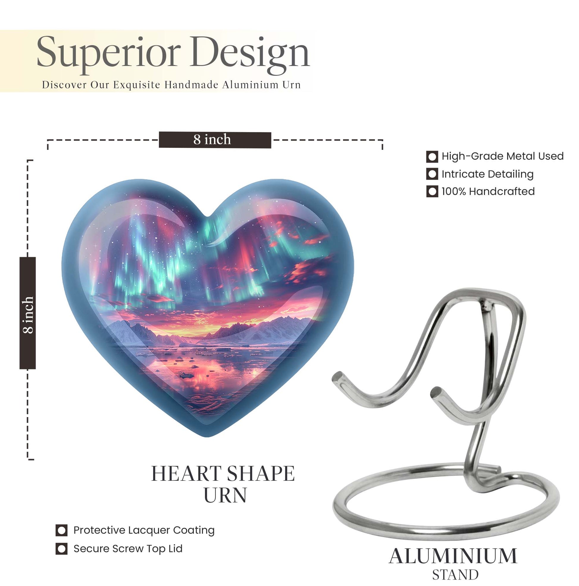 Heart-shaped Northern Lights Urn 