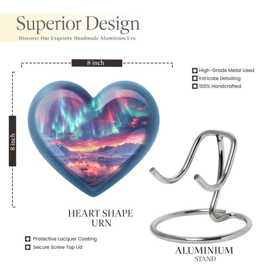 Heart-shaped Northern Lights Urn 