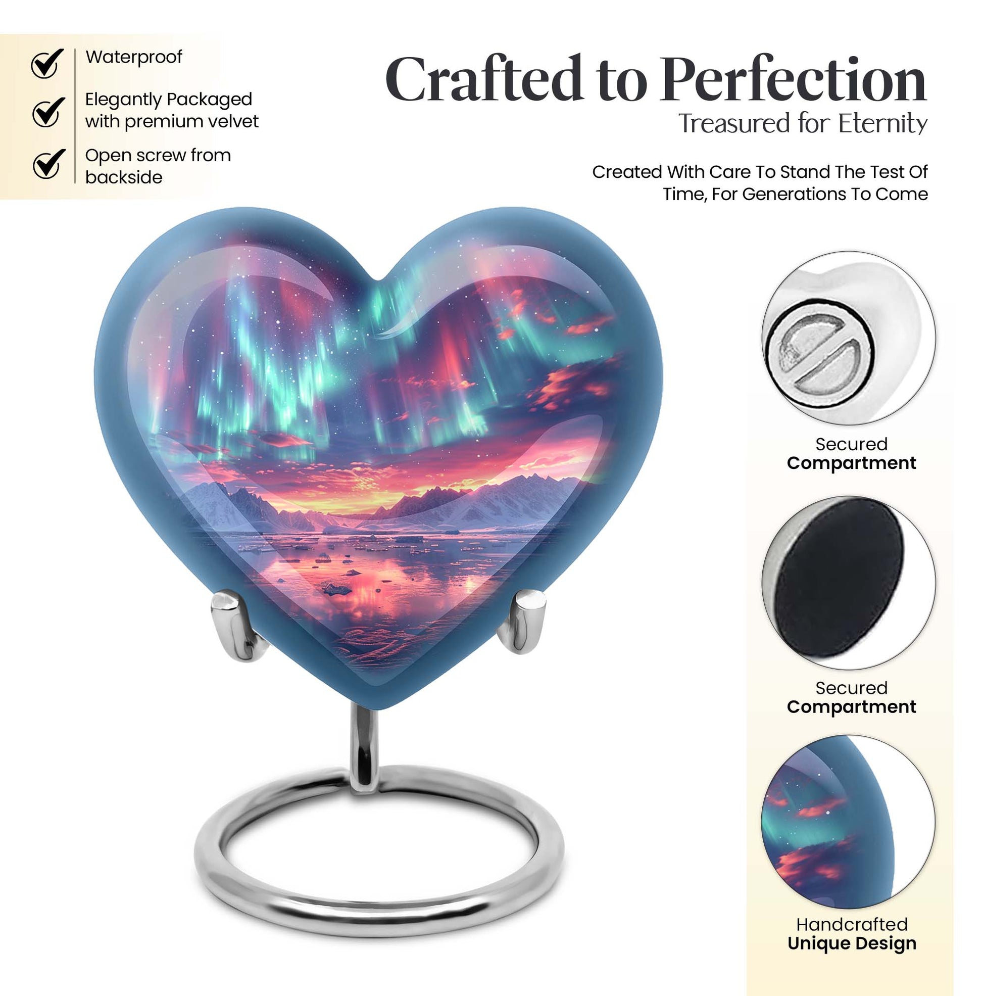 Heart-shaped Northern Lights Urn 