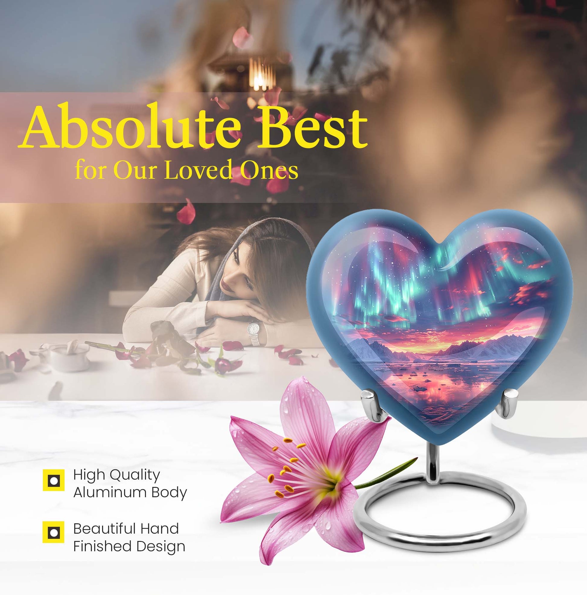 Heart-shaped Northern Lights Urn 