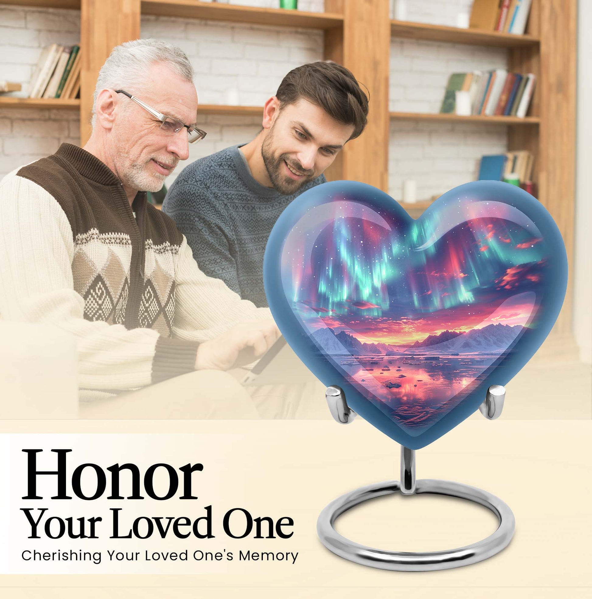 Heart-shaped Northern Lights Urn 