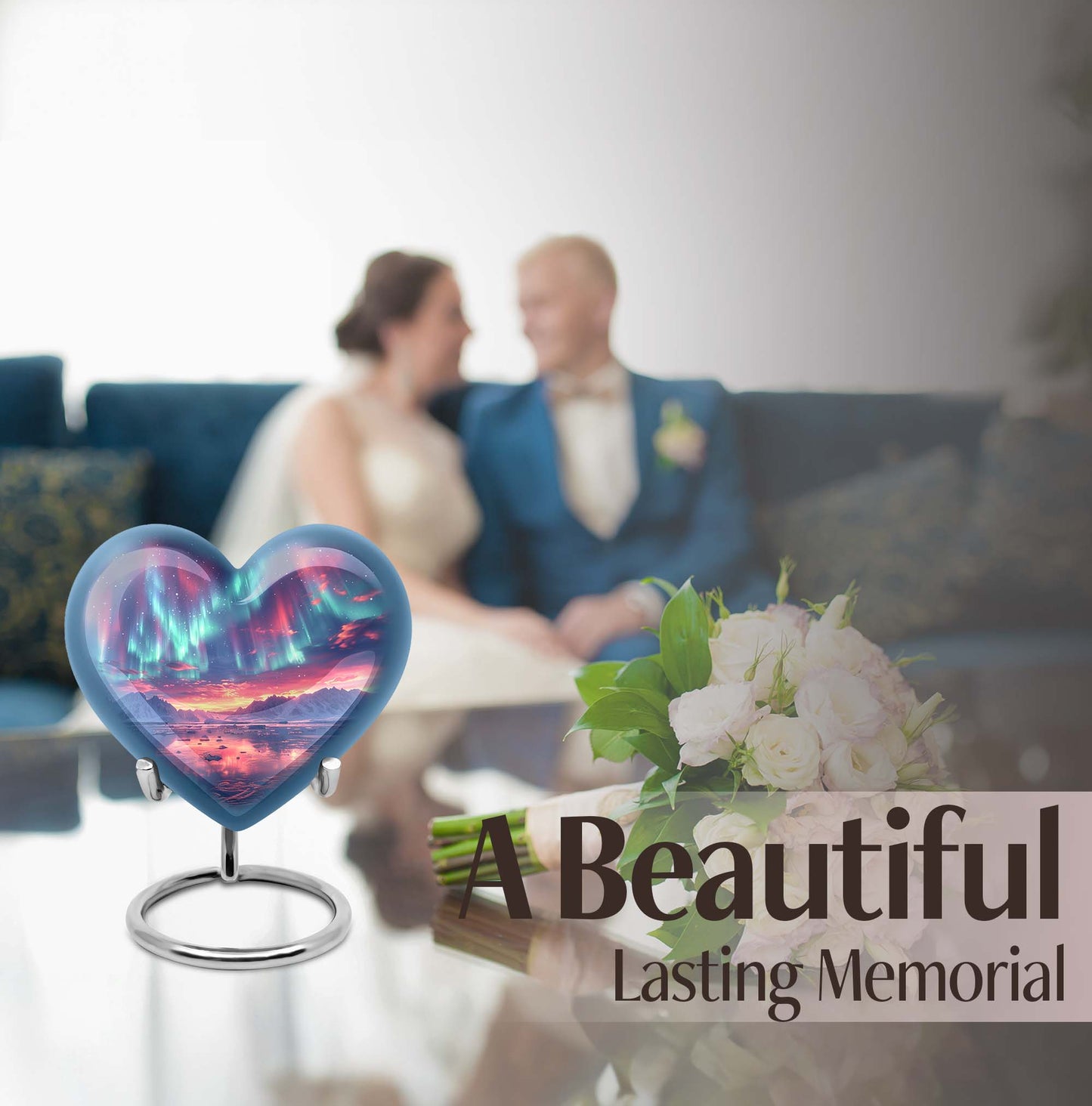 Heart-shaped Northern Lights Urn 