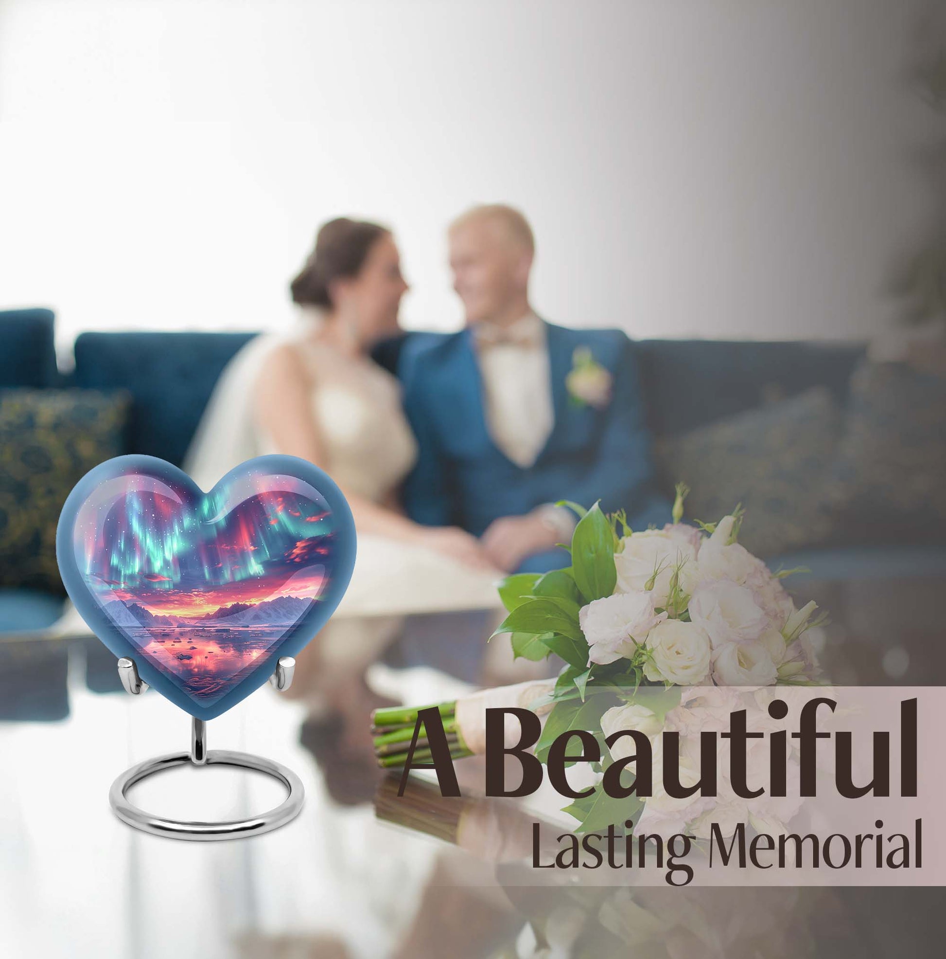 Heart-shaped Northern Lights Urn 