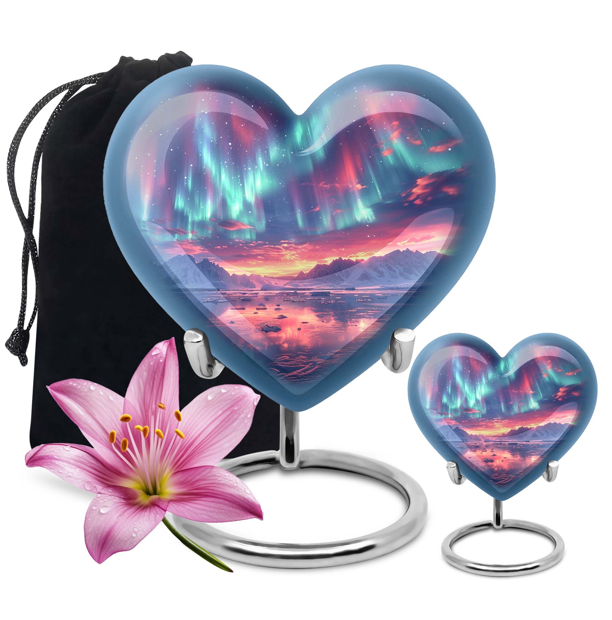 Heart-shaped Northern Lights Urn 